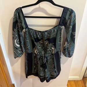 Misguided Navy romper with paisley print